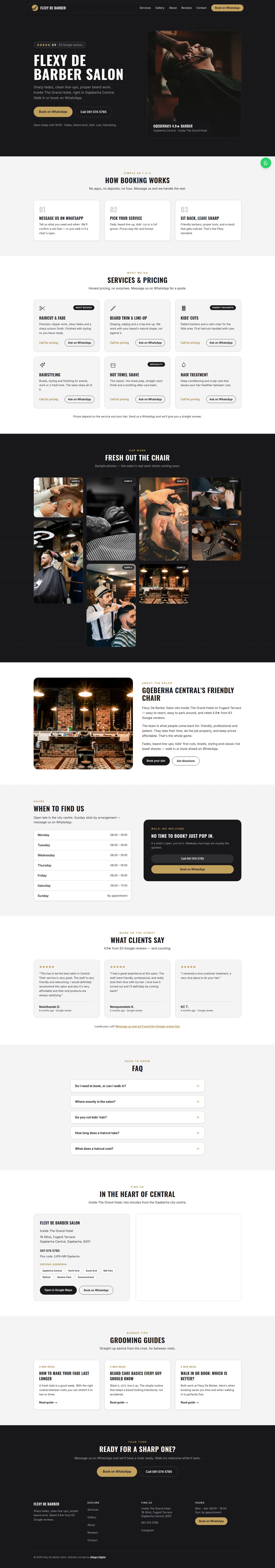 Flexy De Barber website — full page