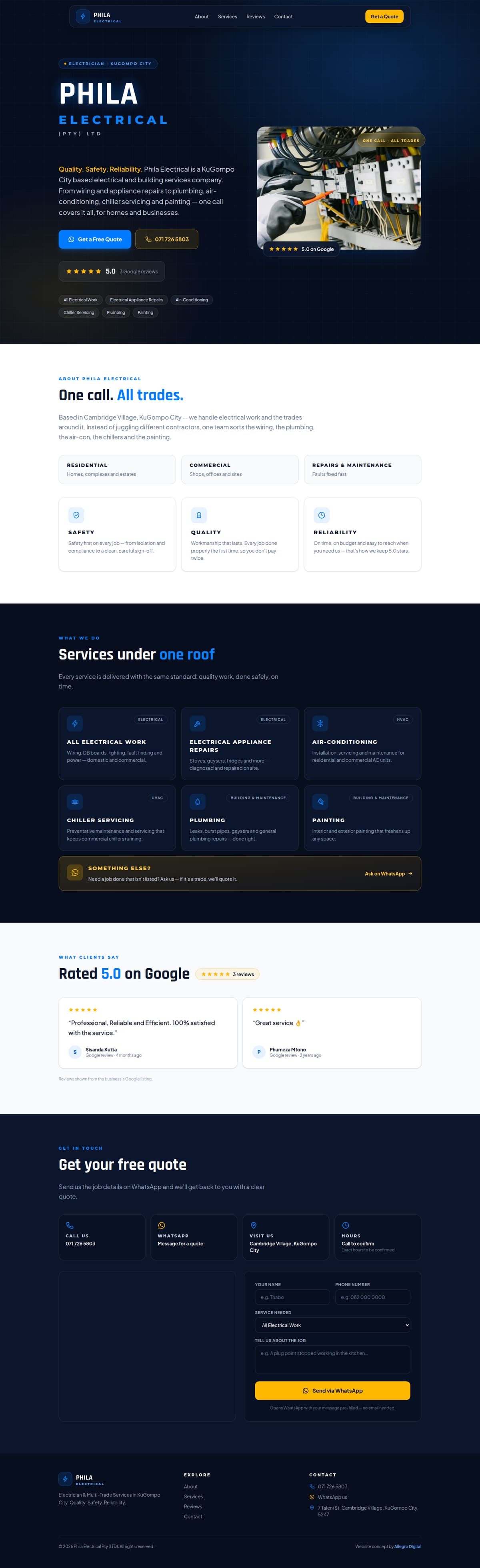 Phila Electrical website — full page