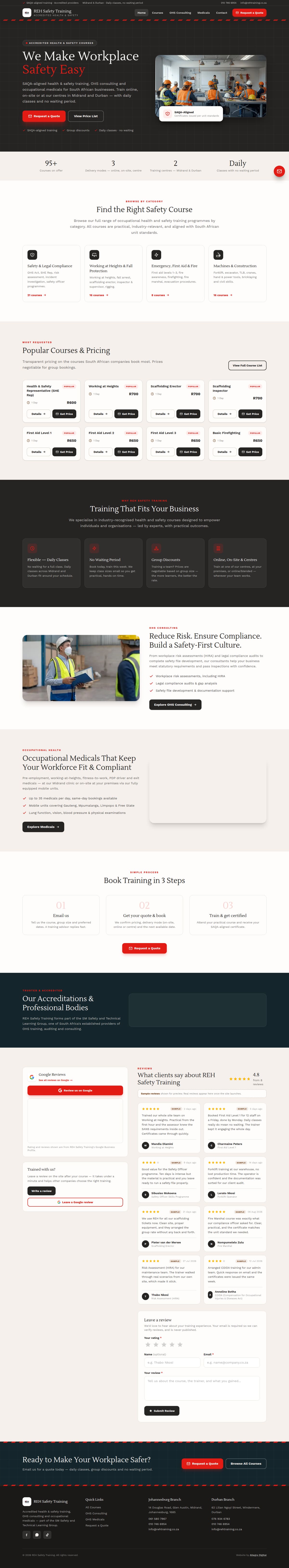 REH Safety Training website — full page
