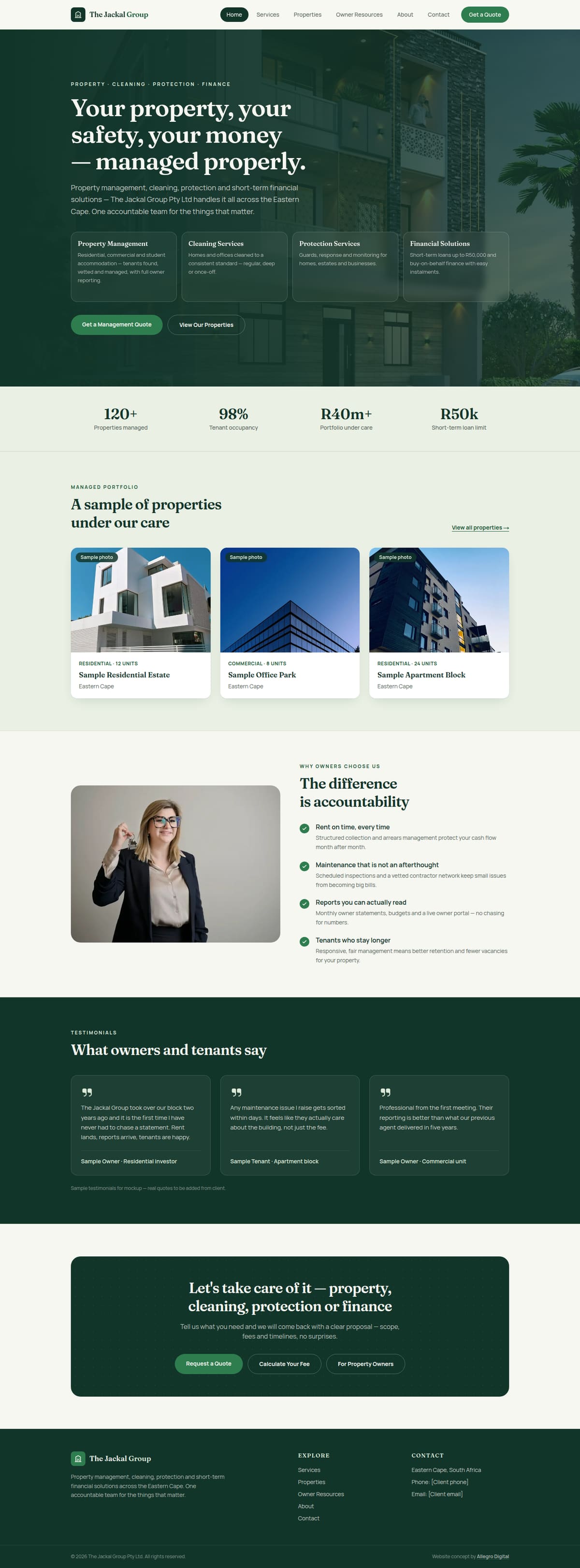 The Jackal Group website — full page