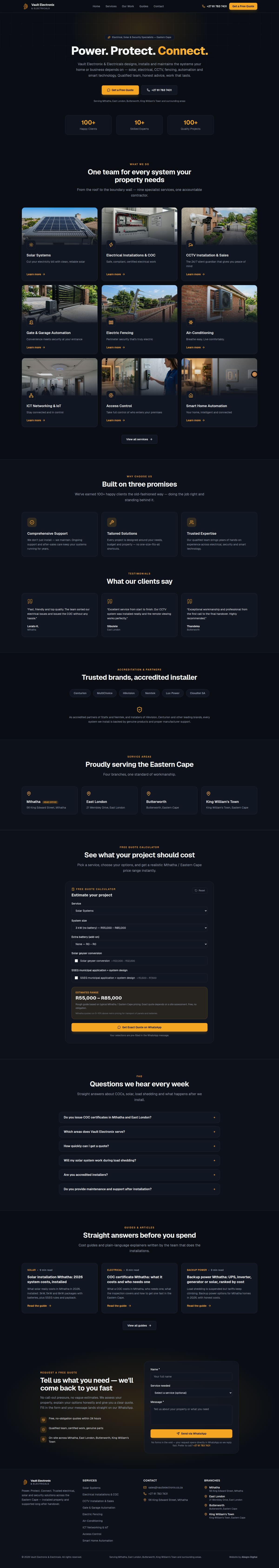 Vault Electronix website — full page